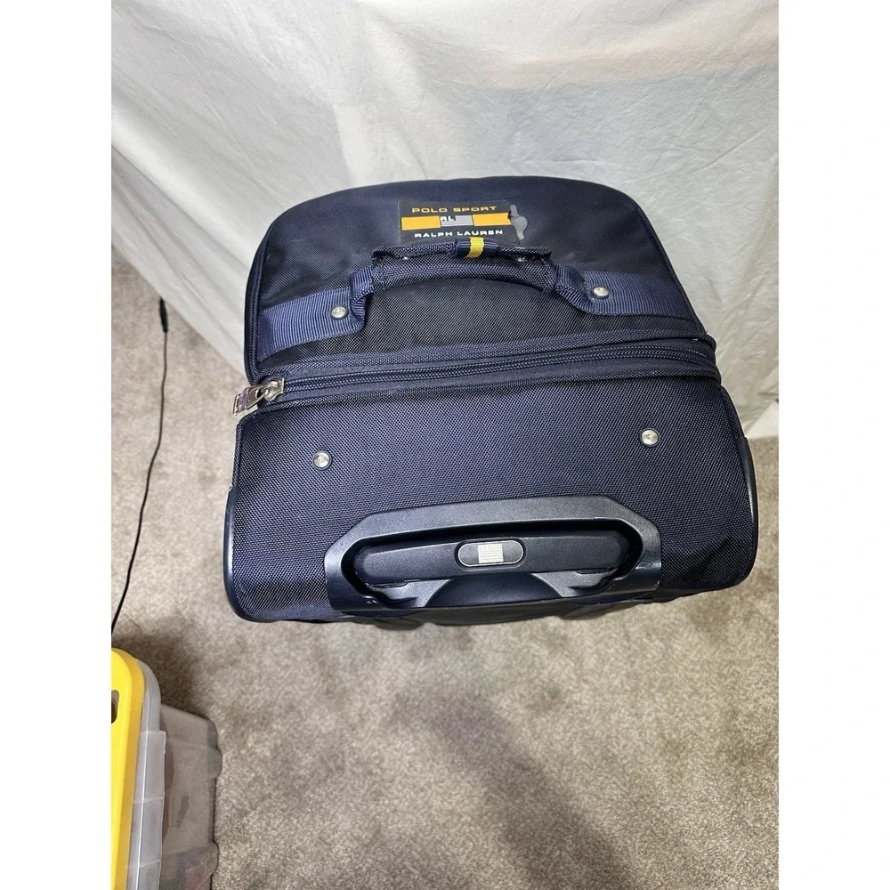 Polo Sport Ralph Lauren Large Rolling Duffle Bag Navy Yellow Wheeled Luggage